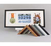Medal display Frame with Apertures for Bib (21x15cm) & Photo. 25x60cm. 3D Shadow Box. Runners | Swimmers | Cyclists | Athletes | Marathons (Black Frame)