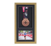 Medal display Frame with Apertures for Bib and Photo. Handmade. Perfect for Runners, Swimmers, Cyclists, Athletes | Marathon Medals