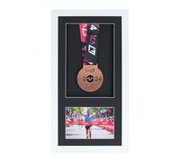 Medal display Frame with Apertures for Bib and Photo. Handmade. Perfect for Runners, Swimmers, Cyclists, Athletes | Marathon Medals