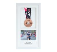 Medal display Frame with Apertures for Bib and Photo. Handmade. Perfect for Runners, Swimmers, Cyclists, Athletes | Marathon Medals