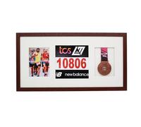 Medal display Frame with Apertures for Bib Number and Photo. 30x60cm. Swimmers | Triathletes | Athletes (Walnut Frame)