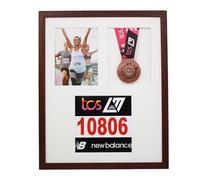 Medal display Frame with Apertures for Bib & Photo. 40x50cm. Runners | Swimmers | Cyclists | Athletes | Marathons (Walnut Frame)