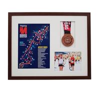 Medal display Frame with Apertures for Portrait A4 Map/certificate & 5x7 Photo. 40x50cm. Runners | Swimmers | Cyclists | Athletes | Marathons (Walnut Frame)