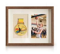 Medal Display Shadow Box, Single Medal and Photo Display Frame Case,Medals Display Frame Shadow Box,Perfect for Runners, Swimmers, Cyclists, Athletes, Soccer, Football, Gymnastics & All Sports