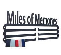 Medal Hanger Display Holder Rack 'MILES OF MEMORIES' Metal Steel Wall Mounted Black or Silver Store 36 Medals (Black)