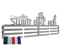 Medal Hanger Display Holder Rack 'SWIM BIKE RUN' Metal Steel Wall Mounted TRIATHLON (store 36 medals)