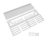 Medal Hanger Display, Metal Awards Rack with Trophy Shelf, Wall Mounted Multipurpose Medal Holder for Runners, Gymnasts and Athletes, Holds 64+ Medals and Trophies (White)