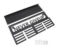 Medal Hanger Display, Metal Awards Rack with Trophy Shelf, Wall Mounted Multipurpose Medal Holder for Runners, 4 - Tier Hangers Holds 64+ Medals, Carbon Steel (Black)