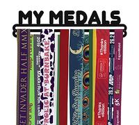 Medal Hanger Display | MY MEDALS | Double Bar | Black Metal | Wall Mounted Running Medal Holder | The Medal Hanger Shop | Made in Britain