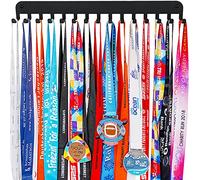 Medal Hanger Holder Display Shelf Bib Rack with 15 Display Rack Organizer Gymnastic Soccer Running Marathon Runners Ribbon Lanyard Display Award Shelf Rack Common Simple normal Universal Design