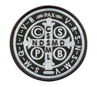 Medal of Saint Benedict - Reverse - Heat-Activated Adhesive/Iron-on Backing - Embroidered Badge/Patch