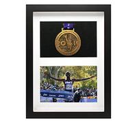 Medal Shadow Box Display Frame for Marathon & Triathlon Medals, Sports Photo Framing Kit, Black A4