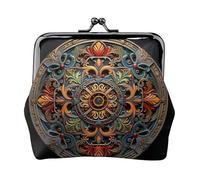 Medallion Multi print Cute Buckle Coin Purses Vintage Pouch Kiss lock Change Purse Wallets for Women Fashion, Black, One Size, Vintage