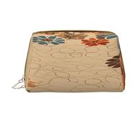 (Medallion Multi) Print Pu Leather Makeup Bag with Zipper Pocket Compact Organizer for Travel/Purse