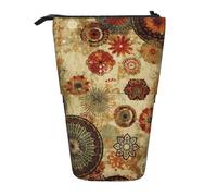 Medallion Multi Vertical Retractable Pencil Case Makeup Bag Wallet Storage Bag for Pens Pencils and Small Items