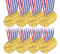 Medals Awards for Adults and Kids, 30 Pieces Gold Plastic Winner Award Medals Gold Winner Medals for Awards with Ribbon Necklaces, Medals for Sports Games Competition Students Rewards Talent Show