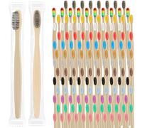 Medanera 140 Pcs Bamboo Toothbrushes Wooden Individually Wrapped Colorful Toothbrushes Bulk for Adults Kids Hotels Inns Home Use Travel Business Trips, 14 Colors