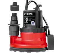 MEDAS Automatic Submersible Pump 1/3HP 2450GPH Sump Pump, Auto On/Off with Smart Sensor, Drains to 0.04", Portable Utility Water Pump for Basement, Pool, Garden Pond