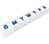 MEDca Extra Large Pill Organizer, 7 Day Medication Box, Weekly Planner, BPA Free, Jumbo Blue Letters, Braille, Transparent Lids