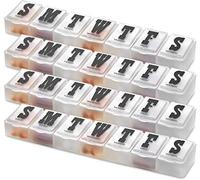 MEDca Pill Organizers - Pack of 4 Bold Letter Weekly Pill Planners for 28 Days Total to Separate Supplements, Fish Oils & Vitamins Daily Medication Reminder for Travel & Purse