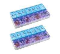 MEDca Pill Organizers - Small Pill Organizer with Weekly and Daily 2-Times-A-Day Compartments for AM/PM - BPA-Free, Portable and Travel Friendly Pill Boxes Case (2-Pack)