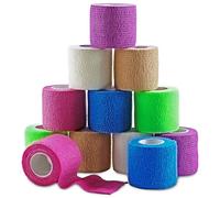 MEDca Self Adherent Cohesive Wrap Bandages 2 Inches X 5 Yards 12 Count with Strong Elastic and Colorful First Aid Tape for Sprain Swelling and Sorenes (Rainbow Color)