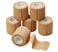 MEDca Self Adherent Cohesive Wrap Bandages 2 Inches X 5 Yards 6 Count with Strong Elastic First Aid Tape for Sprain Swelling and Soreness on Wrist and Ankle (Skin Color)