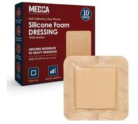 MEDca Silicone Foam Dressing w/Adhesive Border 3"x3" (Pack of 10) Waterproof Silicone Bandages for Wounds, Highly-Absorbent Wound Dressing Bandage Care for Bed Sore Bandages, Pressure Sores, Ulcers