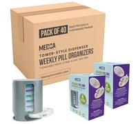 MEDca Weekly Pill Organizer, 1 Dispenser, 7 Stackable Compartments Four Times-a-Day - Morning, Noon, Evening, and Bedtime, Grey (Case of 40)