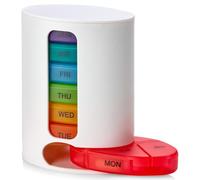MEDca Weekly Pill Organizer, 1 Dispenser, 7 Stackable Multi-Color Compartments Four Times-a-Day - Morning, Noon, Evening, and Bedtime, White