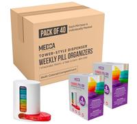 MEDca Weekly Pill Organizer, 1 Dispenser, 7 Stackable Multi-Color Compartments Four Times-a-Day - Morning, Noon, Evening, and Bedtime, White, Case of 40