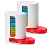 MEDca Weekly Pill Organizer, 1 Dispenser, 7 Stackable Multi-Color Compartments Four Times-a-Day - Morning, Noon, Evening, and Bedtime, White, 2-Pack