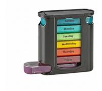 MEDca Weekly Pill Organizer, 4 Times-a-Day, 7 Stackable Easy-to-Fill Compartments - 1 Dispenser Morning, Noon, Evening, and Bedtime, Black