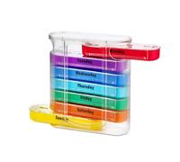 MEDca Weekly Pill Organizer, 4 Times-a-Day, 7 Stackable Easy-to-Fill Compartments - 1 Dispenser Morning, Noon, Evening, and Bedtime, Multicolor
