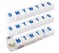 MEDca Weekly Pill Organizer - 7-Day Pill Planner Extra Large Pill Planner and Daily Pill Organizer and Medicine Reminder, Monday to Sunday Compartments - BPA Free - Travel Pill Box Case (Pack of 3)