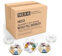 MEDca Weekly Pill Organizer Clear 7-Sided Pill Reminder, Hexagon Shaped, Case of 100