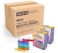 MEDca Weekly Pill Organizer, Four Times-a-Day, 1 Dispenser with Stackable AM/PM Compartments (Case of 40)