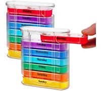 MEDca Weekly Pill Organizer, Four Times-a-Day, Pack of 2 Dispensers with Stackable AM/PM Compartments