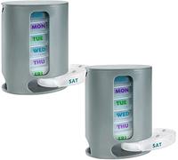 MEDca Weekly Pill Organizer, Pack of 2 Dispensers, 7 Stackable Compartments Four Times-a-Day - Morning, Noon, Evening, and Bedtime, Grey