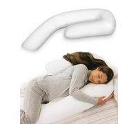 MedCline Therapeutic Full Length Body Pillow, Adjustable Shredded Memory Foam Pillow for Side Sleepers, J-Shaped Body Pillow for Neck, Back, and Hip Support, Removable Washable Cover, 22"x50"x6"
