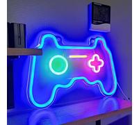 MEDE Dimmable Game Neon Sign, Glass Gaming Neon Light Sign Powered by USB with Switch, Blue Led Light Sign for Bedroom Wall Decor Game Room Party Decoration