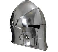 Medeivel Knight Armor Helmet Barbuta Helmet Halloween Knights Templar Crusader Armor Helmet Roman Spartan Silver Finish