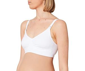 Medela Comfort Bra - Seamless, wireless nursing bra for pregnancy and breastfeeding with a stretchy band and breathable material for all-day comfort, S, White