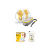 Medela Freestyle Hands-Free Double Electric Breast Pump, Nursing Pads and Storage Bags Bundle Yellow