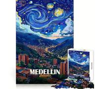 Medellin Colombia Starry Night Art 1000 Piece Jigsaws for Adults Puzzle Logic Workout Precise Connection Home Play (38x26cm)