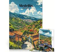 Medellin Colombia Travel Poster Jigsaws 1000 Pieces for Adults Brain Capacity Quiet Recreation Secure Lock Thoughtful Gift size 38x26cm