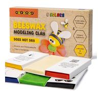 Medenka Beeswax Playdough, Modelling Clay | 100% Natural, Non-Toxic & Reusable | 6 Bright Colours | Soft, Eco-Friendly Art Clay for Kids & Toddlers | Never Dries Out & No Plastic Packaging