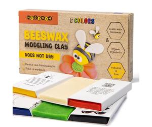 Medenka Beeswax Playdough, Modelling Clay | 100% Natural, Non-Toxic & Reusable | 6 Bright Colours | Soft, Eco-Friendly Art Clay for Kids & Toddlers | Never Dries Out & No Plastic Packaging