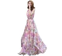 MedeShe Women's Chiffon Floral Holiday Beach Bridesmaid Maxi Dress Sundress, Country Floral, S Petite