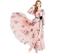 MedeShe Women's Chiffon Floral Holiday Beach Bridesmaid Maxi Dress Sundress - - Large Petite